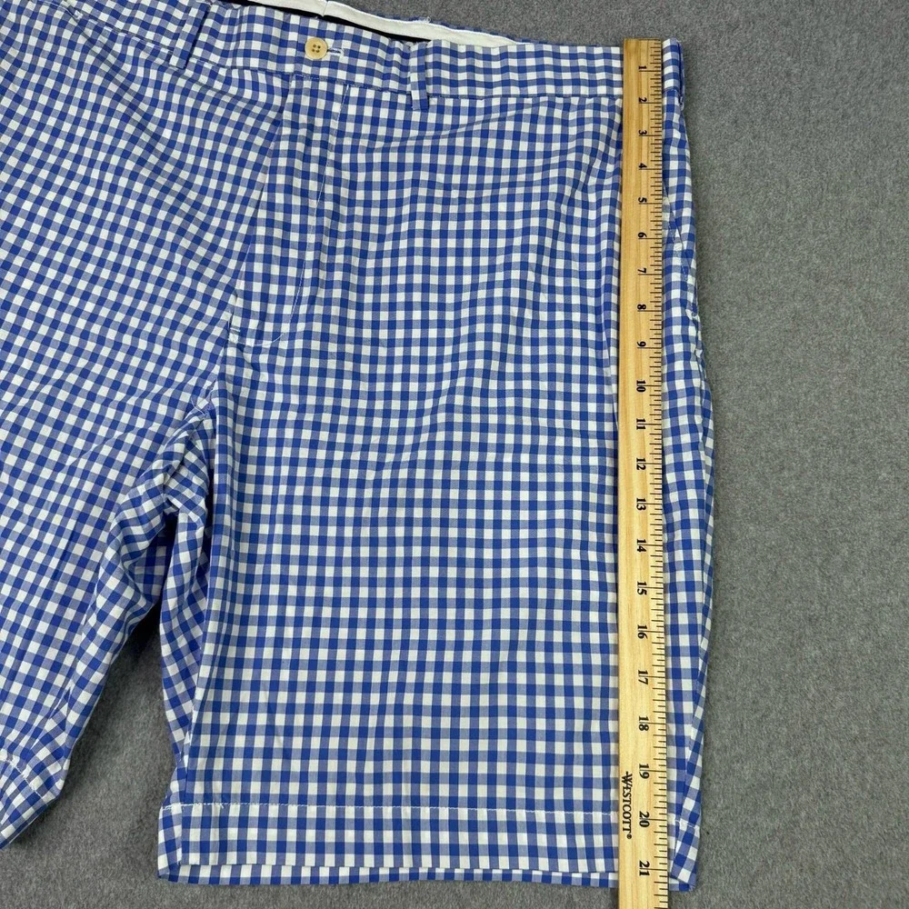 VTG Polo Golf Ralph Lauren Blue Gingham Check Shorts Crest Men's Size 40‎ Preppy